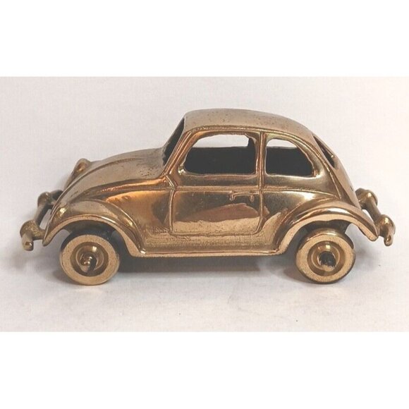 Volkswagon VW Beetle Gold Plated Brass 1955 Wheels Roll Fair Condition - Picture 1 of 9